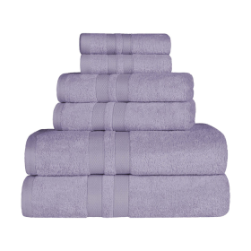 Ultra Soft Cotton Absorbent Solid Assorted 6 Piece Towel Set (Color: Wisteria, size: 6 Piece Towel Set)