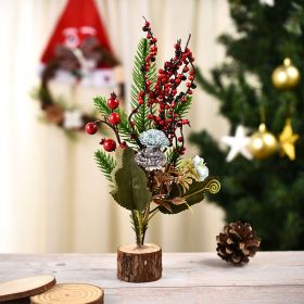 Simple Mini Christmas Decoration Window Small Tree Photography Props (Option: Blue flowers and red fruits)