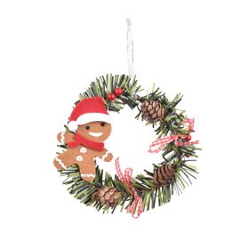 Christmas Wreath Pendant Snowman Elk Round PVC Pendant (Option: Gingerbread payment)