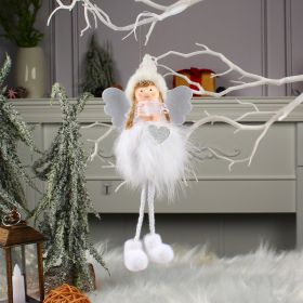 Plush Angel Girl Doll Hanging Christmas Tree Decoration Long Leg Doll Small Pendant (Option: Heart hugging style)