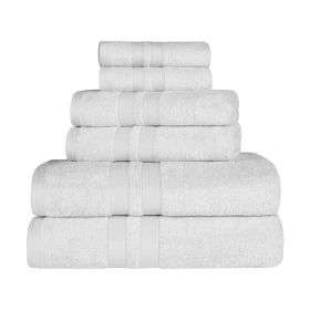 Ultra Soft Cotton Absorbent Solid Assorted 6 Piece Towel Set (Color: silver, size: 6 Piece Towel Set)