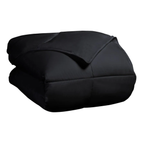 Classic All-Season Reversible Down Alternative Comforter (Color: BLACK, size: Twin)