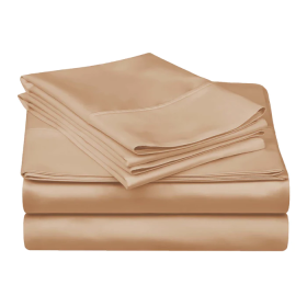 300 Thread Count Egyptian Cotton Solid Deep Pocket Sheet Set (Color: Beige, size: Full)