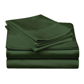 300 Thread Count Egyptian Cotton Solid Deep Pocket Sheet Set (Color: Hunter Green, size: Queen)