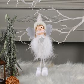 Plush Angel Girl Doll Hanging Christmas Tree Decoration Long Leg Doll Small Pendant (Option: Five pointed star style)