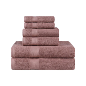 Egyptian Cotton Dobby Border Medium Weight 6 Piece Towel Set (Color: Sedona, size: 6 Piece Towel Set)