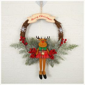 Christmas Decorations WreathWindow Arrangement Door Hanging (Option: Large elk)