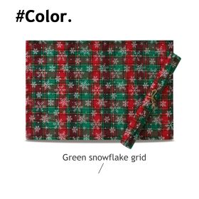 Christmas Series New Year Cloth Plaid Table Flag Insulation Pad (Option: Green snow grid-40x180cm)