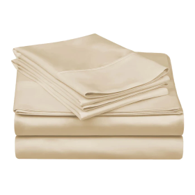 300 Thread Count Egyptian Cotton Solid Deep Pocket Sheet Set (Color: Ivory, size: California King)