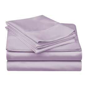 300 Thread Count Egyptian Cotton Solid Deep Pocket Sheet Set (Color: Lavender, size: Twin)