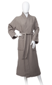 Waffle Weave Plush Egyptian Cotton Terry Bathrobe (Color: Charcoal, size: small)