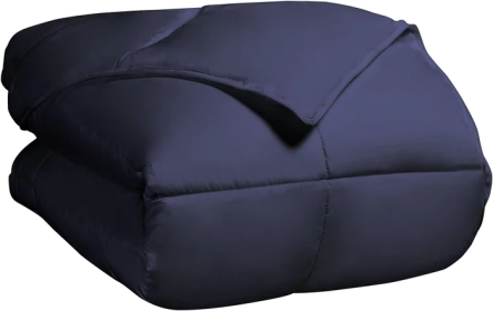 Classic All-Season Reversible Down Alternative Comforter (Color: Navy blue, size: King)