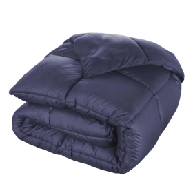 Brushed Microfiber Down Alternative Medium Weight Solid Comforter (Color: Navy blue, size: California King)