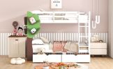 Twin-Over-Twin Bunk Bed with a Tree Decor and Two Storage Drawers