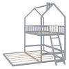 Twin Over Twin-Twin House Bunk Bed with Extending Trundle and Ladder