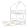 Twin Over Twin-Twin House Bunk Bed with Extending Trundle and Ladder