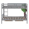 Twin-Over-Twin Bunk Bed with a Tree Decor and Two Storage Drawers