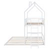 Twin Over Twin-Twin House Bunk Bed with Extending Trundle and Ladder