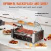 VEVOR Hot Dog Roller, 11 Rollers 30 Hot Dogs Capacity, 1650W Stainless Sausage Grill Cooker Machine with Dual Temp Control Glass Hood Acrylic Cover Bu