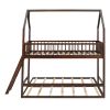 Twin Over Twin-Twin House Bunk Bed with Extending Trundle and Ladder