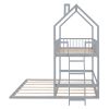 Twin Over Twin-Twin House Bunk Bed with Extending Trundle and Ladder