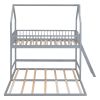 Twin Over Twin-Twin House Bunk Bed with Extending Trundle and Ladder