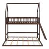 Twin Over Twin-Twin House Bunk Bed with Extending Trundle and Ladder