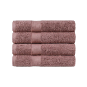 Egyptian Cotton Dobby Border Medium Weight 4 Piece Bath Towel Set (Color: Sedona, size: 4 Piece Bath Towels)