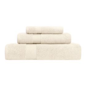 Zero-Twist Smart-Dry Combed Cotton 3 Piece Towel Set (Color: Ivory, size: 3 Piece Towel Set)