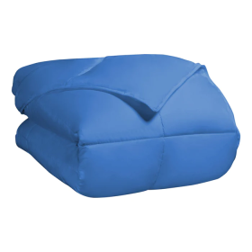 Classic All-Season Reversible Down Alternative Comforter (Color: Blue, size: Twin)