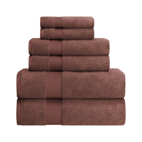 Zero-Twist Cotton Quick-Drying Absorbent Assorted 6 Piece Towel Set (Color: Espresso, size: 6 Piece Towel Set)