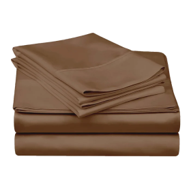 300 Thread Count Egyptian Cotton Solid Deep Pocket Sheet Set (Color: Taupe, size: Full)