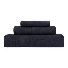 Zero-Twist Smart-Dry Combed Cotton 3 Piece Towel Set (Color: BLACK, size: 3 Piece Towel Set)