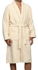 Cotton Ultra Soft Terry Adult Unisex Lightweight Luxury Bathrobe (Color: Ivory, size: small)