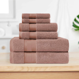 Premium Turkish Cotton Assorted 6 Piece Towel Set (Color: Taupe, size: 6 Piece Towel Set)