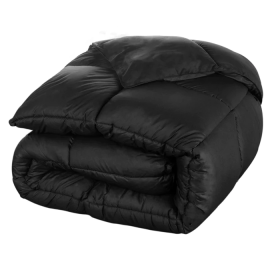 Brushed Microfiber Down Alternative Medium Weight Solid Comforter (Color: BLACK, size: Twin)