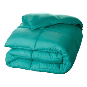 Brushed Microfiber Down Alternative Medium Weight Solid Comforter (Color: Turquoise, size: California King)