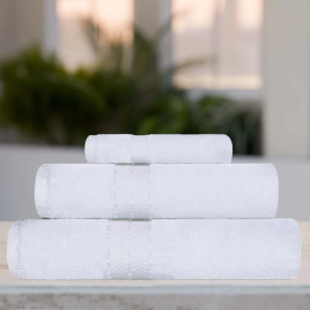 Ultra-Plush Turkish Cotton Hotel Collection Solid Towel Set Collection (Color: White, size: 3 Piece Towel Set)