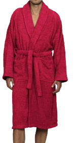 Cotton Ultra Soft Terry Adult Unisex Lightweight Luxury Bathrobe (Color: Cranberry, size: small)