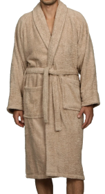 Cotton Ultra Soft Terry Adult Unisex Lightweight Luxury Bathrobe (Color: Taupe, size: medium)