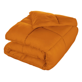 Brushed Microfiber Down Alternative Medium Weight Solid Comforter (Color: Dusty Orange, size: Twin)