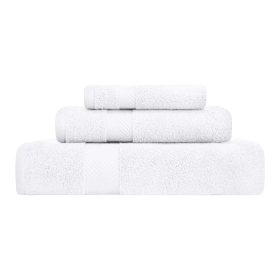 Zero-Twist Smart-Dry Combed Cotton 3 Piece Towel Set (Color: White, size: 3 Piece Towel Set)